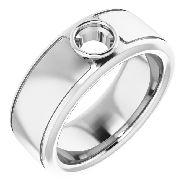 Grooved Bezel-Set Solitaire Band