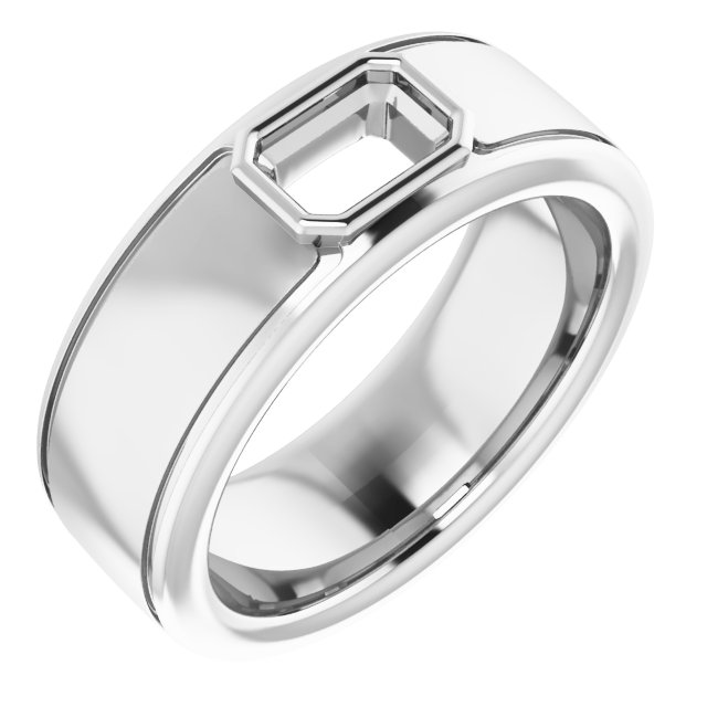Grooved Bezel-Set Solitaire Band