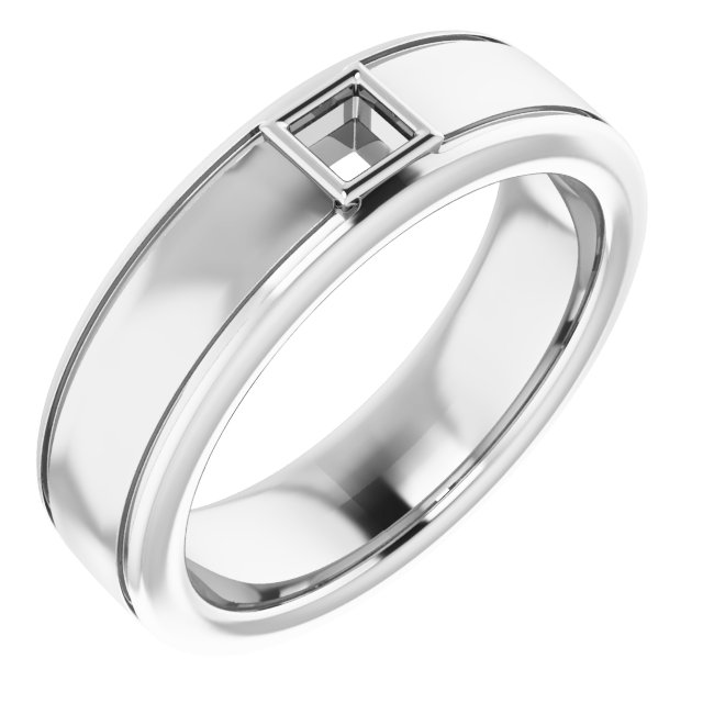 Grooved Bezel-Set Solitaire Band