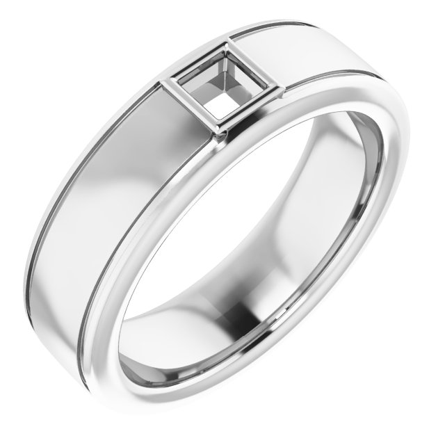 Grooved Bezel-Set Solitaire Band