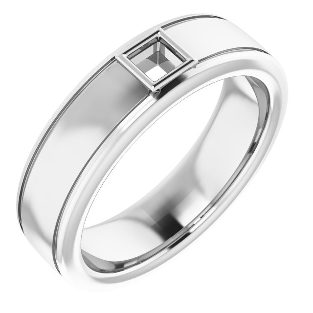 Grooved Bezel-Set Solitaire Band