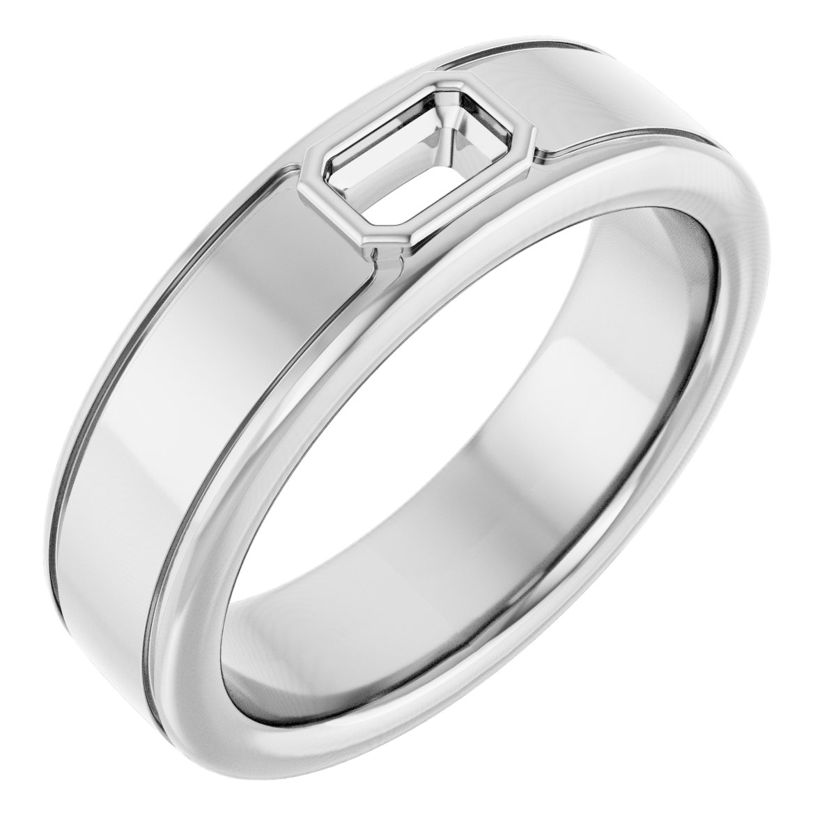 Grooved Bezel-Set Solitaire Band