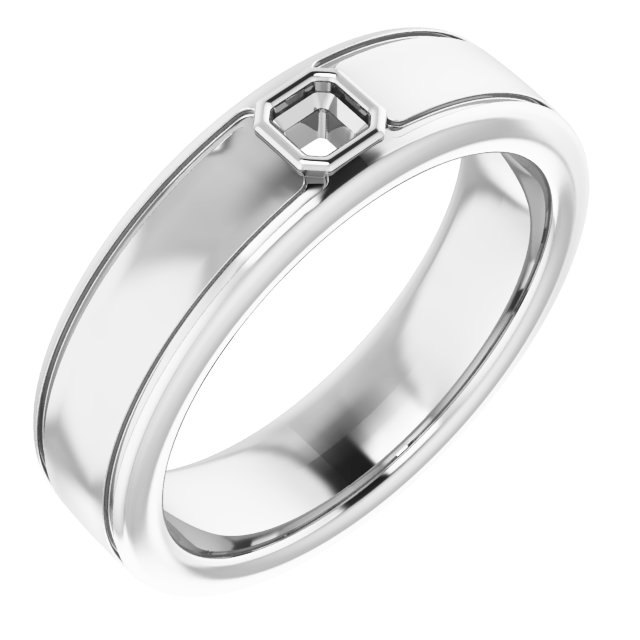 Grooved Bezel-Set Solitaire Band