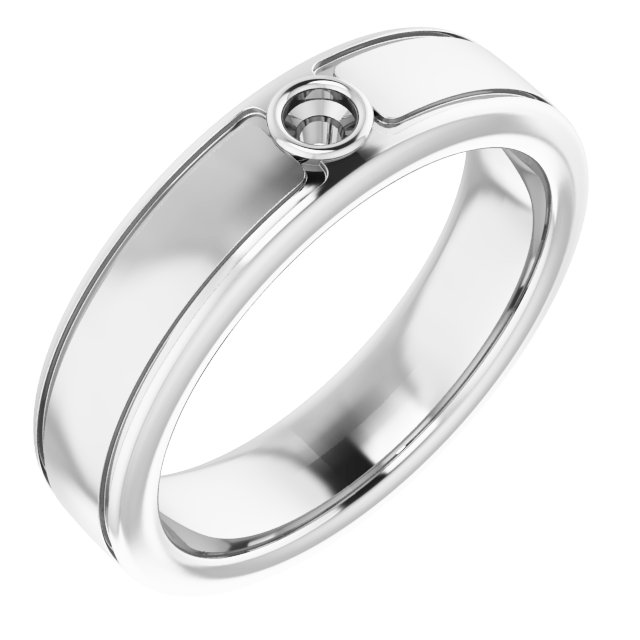 Grooved Bezel-Set Solitaire Band