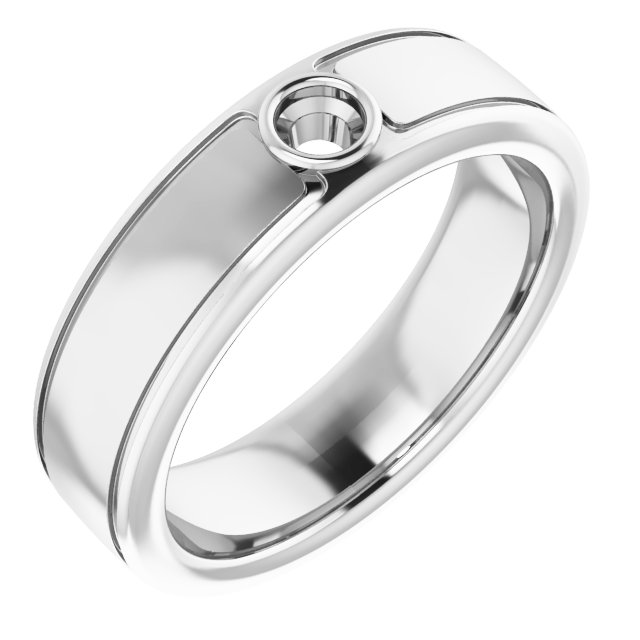 Grooved Bezel-Set Solitaire Band