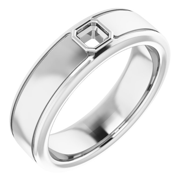 Grooved Bezel-Set Solitaire Band