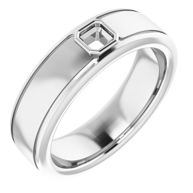 Grooved Bezel-Set Solitaire Band