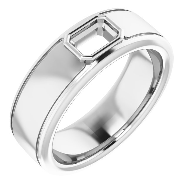 Grooved Bezel-Set Solitaire Band