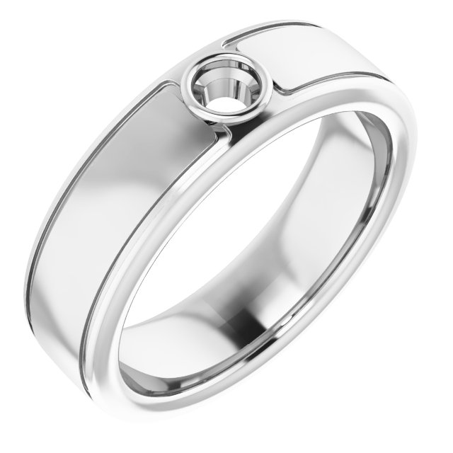 Grooved Bezel-Set Solitaire Band