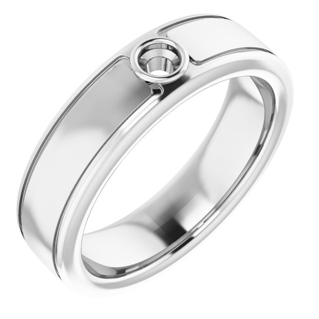 Grooved Bezel-Set Solitaire Band