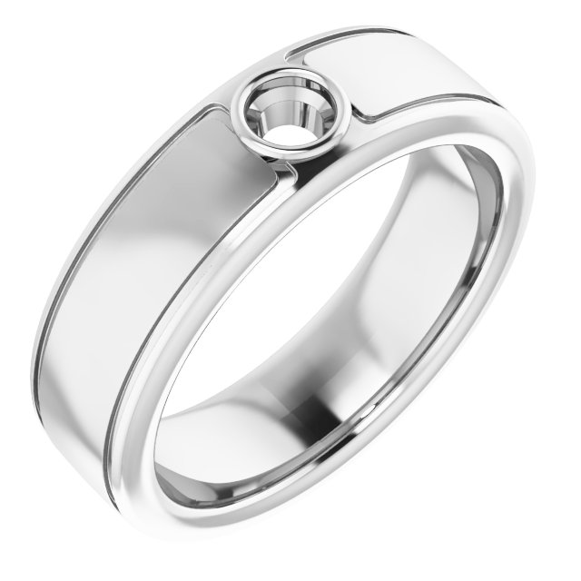 Grooved Bezel-Set Solitaire Band