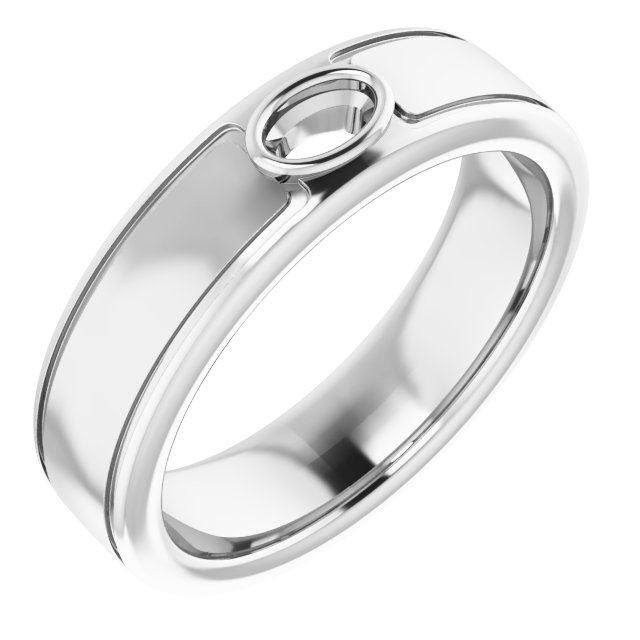 Grooved Bezel-Set Solitaire Band