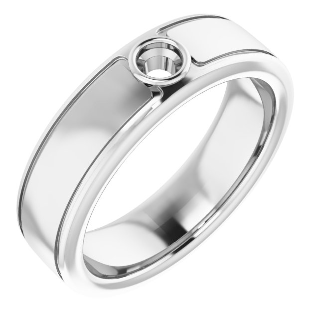 Grooved Bezel-Set Solitaire Band