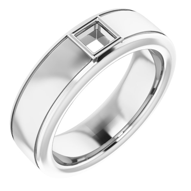 Grooved Bezel-Set Solitaire Band