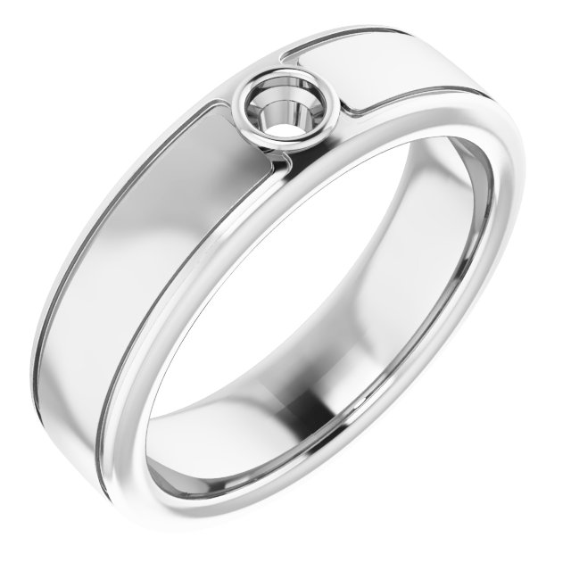 Grooved Bezel-Set Solitaire Band