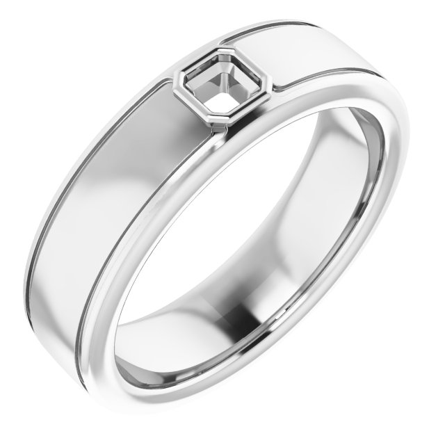 Grooved Bezel-Set Solitaire Band