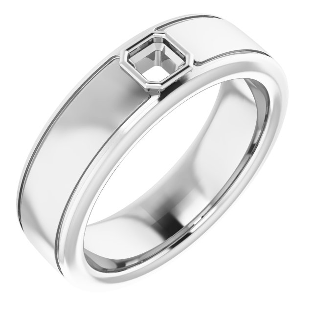 Grooved Bezel-Set Solitaire Band