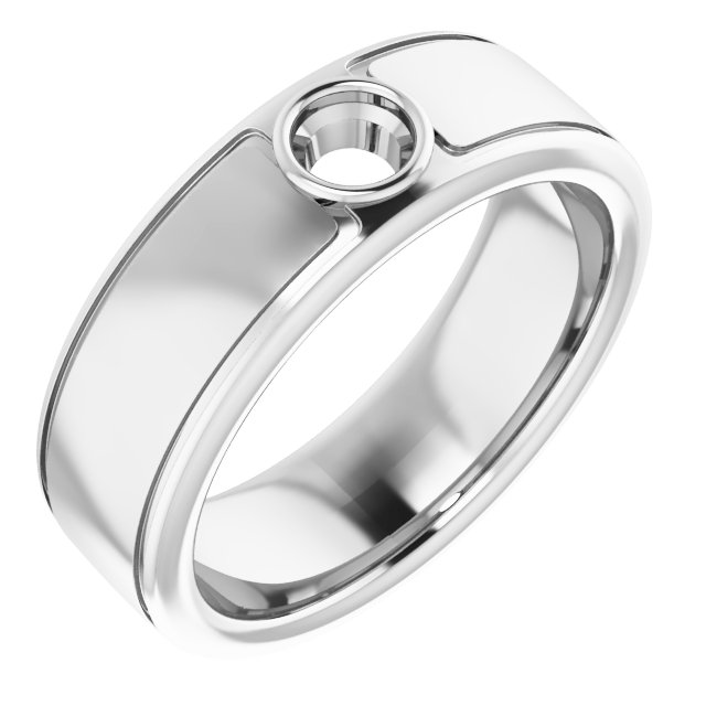 Grooved Bezel-Set Solitaire Band