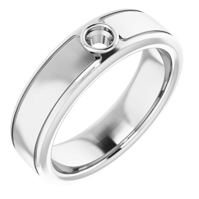 Grooved Bezel-Set Solitaire Band