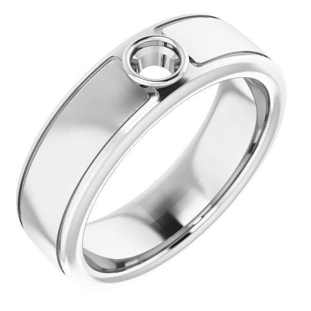 Grooved Bezel-Set Solitaire Band