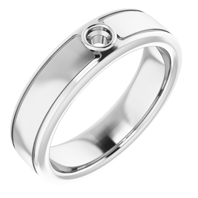 Grooved Bezel-Set Solitaire Band
