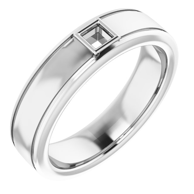 Grooved Bezel-Set Solitaire Band