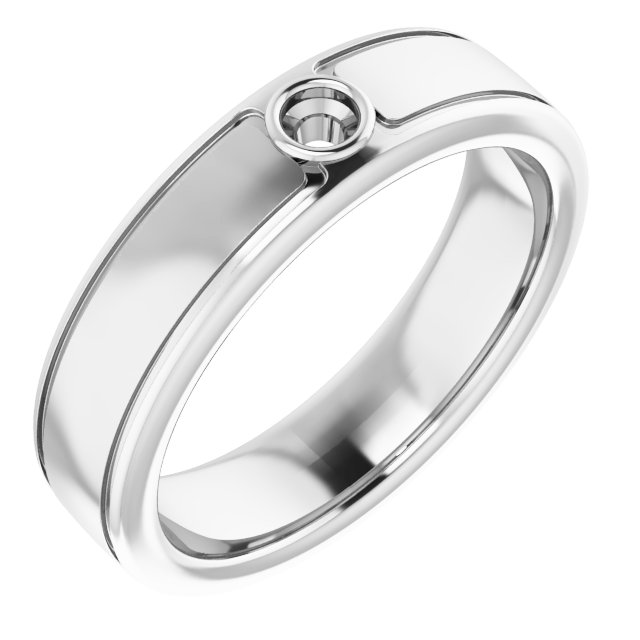 Grooved Bezel-Set Solitaire Band