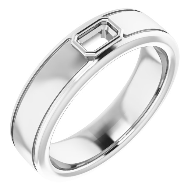 Grooved Bezel-Set Solitaire Band