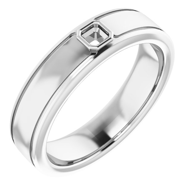 Grooved Bezel-Set Solitaire Band