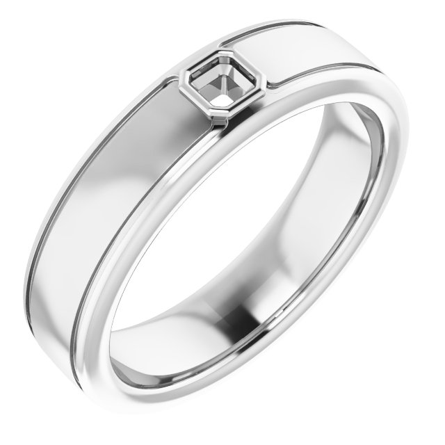 Grooved Bezel-Set Solitaire Band