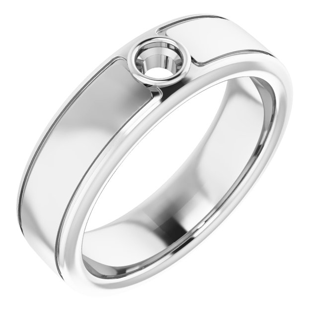 14K White 3 mm Round .10 CTW Men-s Diamond Ring  