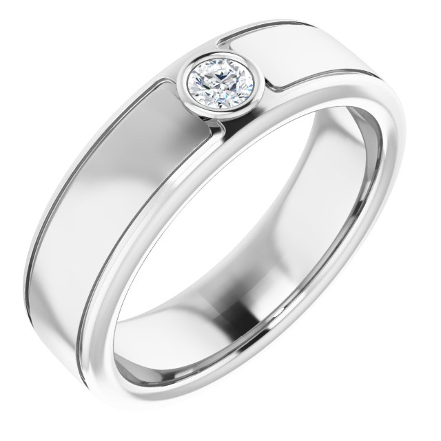 14K White 3 mm Round .10 CTW Men-s Diamond Ring  