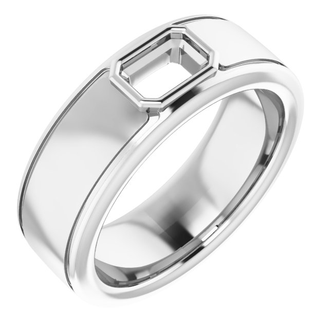 Grooved Bezel-Set Solitaire Band