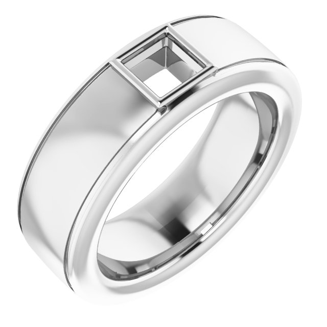 Grooved Bezel-Set Solitaire Band