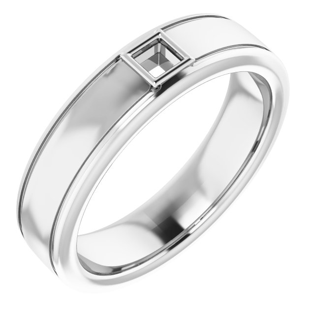Grooved Bezel-Set Solitaire Band