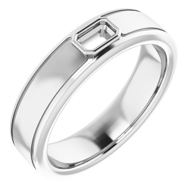 Grooved Bezel-Set Solitaire Band
