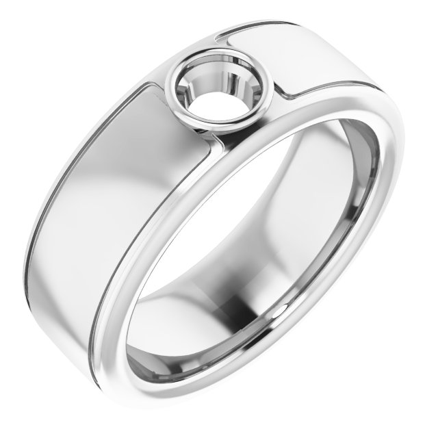 Grooved Bezel-Set Solitaire Band