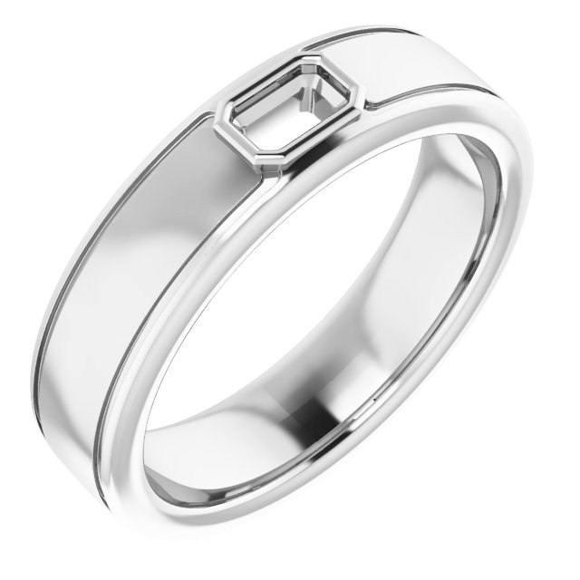 Grooved Bezel-Set Solitaire Band