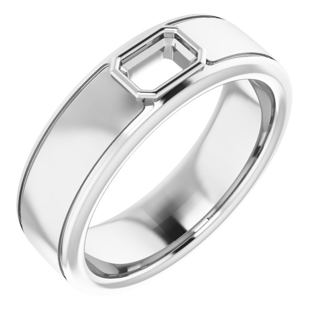 Grooved Bezel-Set Solitaire Band