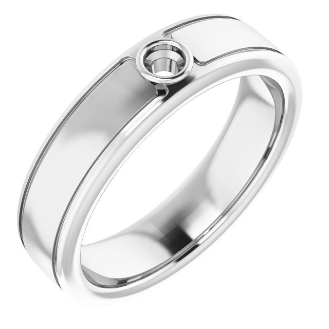 Grooved Bezel-Set Solitaire Band