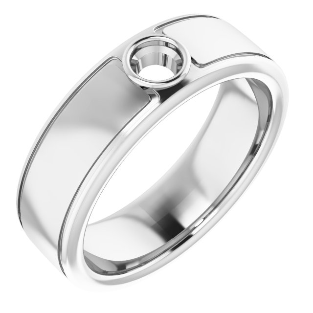 Grooved Bezel-Set Solitaire Band