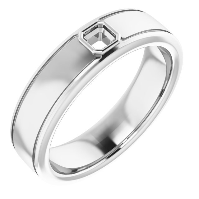 Grooved Bezel-Set Solitaire Band
