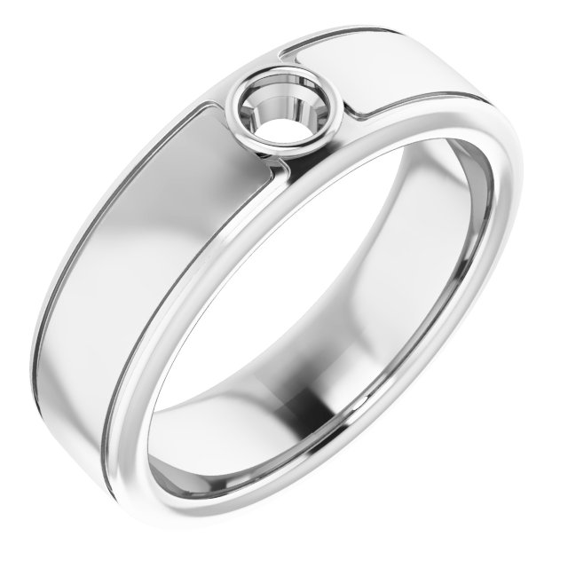 Grooved Bezel-Set Solitaire Band