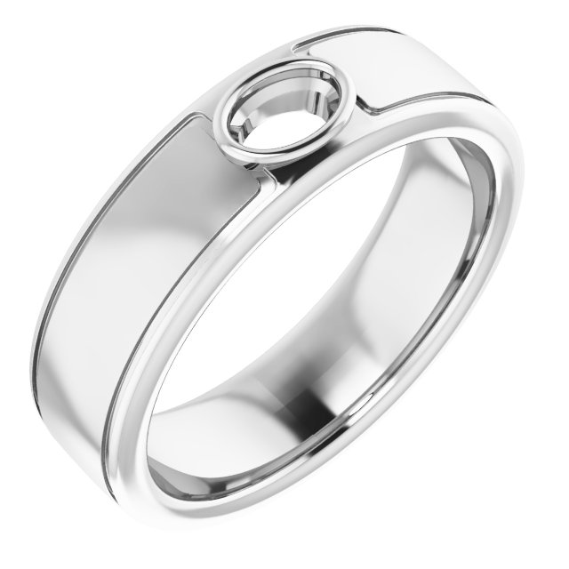 Grooved Bezel-Set Solitaire Band