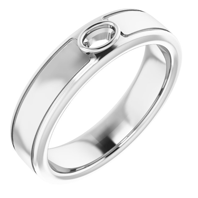 Grooved Bezel-Set Solitaire Band
