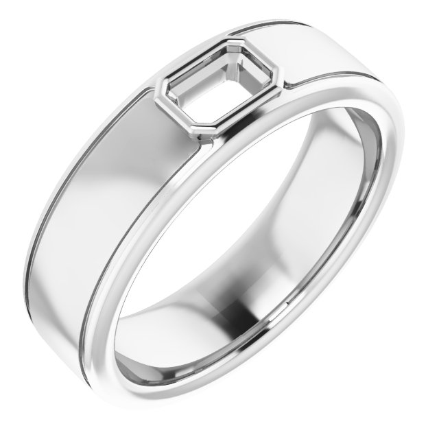 Grooved Bezel-Set Solitaire Band