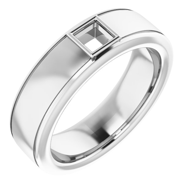 Grooved Bezel-Set Solitaire Band
