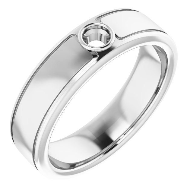 Grooved Bezel-Set Solitaire Band