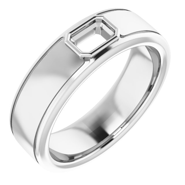 Grooved Bezel-Set Solitaire Band
