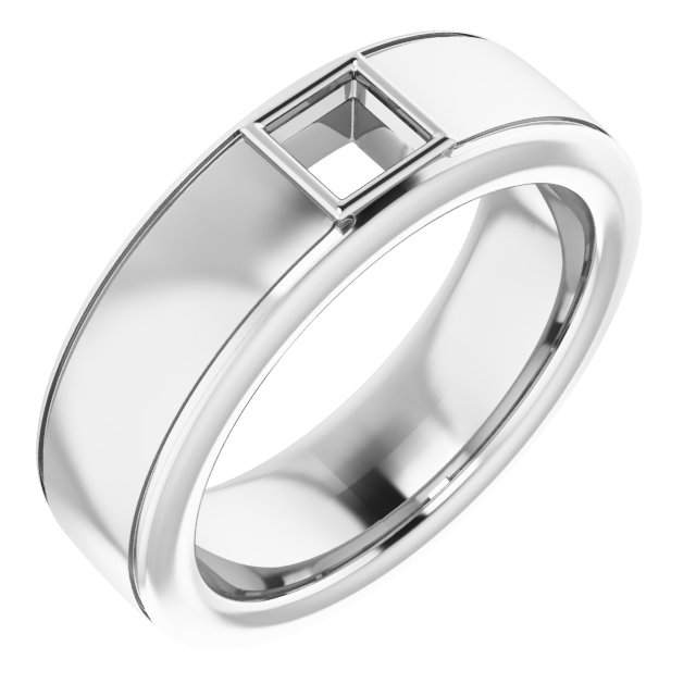 Grooved Bezel-Set Solitaire Band